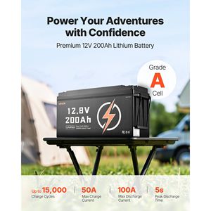 Batería LiFePO4 de 12V 200Ah, 15000 ciclos, ciclo profundo, fosfato de hierro y litio, baja temperatura, para almacenamiento de energía doméstico, con BMS integrado - Product Image 2