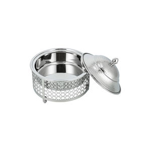 Casserole ronde en acier inoxydable avec couvercle en dôme et design perforé, chauffe-plats classique en métal pour usage domestique et hôtelier - Product Image 4