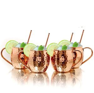 Tasses à Moscow Mule en cuivre 16oz, tasses à bière en cuivre pur, tasses en cuivre martelé créatives - Product Image 2