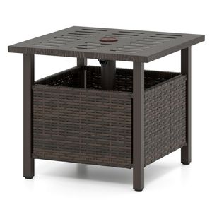 Tavolo esterno esterno in vimini per tutte le stagioni con ombrellone foro Patio tavolo per vivere all'aperto - Product Image 2