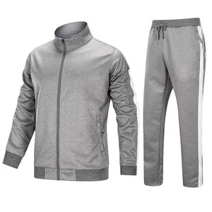 Survêtement bleu marine pour homme, veste zippée avec poches latérales, couleur unie décontractée, vêtement d'automne, coupe classique, 100% polyester - Product Image 2