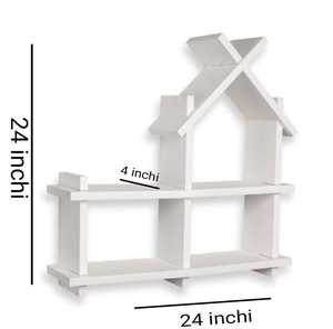 Étagère murale décorative en bois en forme de cabane, design chic, unité de rangement pour salon, chambre, bureau - Product Image 3