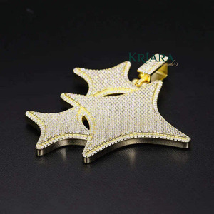 Pendentif étoile en diamants de laboratoire, or blanc, style hip-hop, charme unisexe, à porter au quotidien, taille brillant rond - Product Image 2