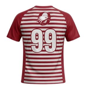 Men Red White Sublimation Striped Handball Jersey Short Sleeve <b>Polyester</b> Sports <b>Shirt</b> Team Wear Training Match Performance - Product Image 2
