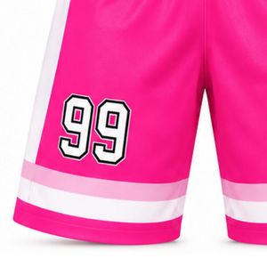Men Hot Pink Sublimated Ice Hockey Shorts Polyester Striped <b>Athletic</b> Team Sports Shorts Training Match Clothing - Product Image 4