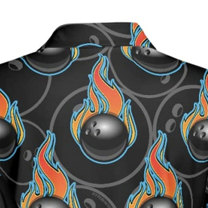Camisa Deportiva de Poliéster de Manga Corta para Hombre, Diseño de Llama de Bola de Boliche con Estampado Completo, Cuello Camisero, Transpirable, Corte Regular - Product Image 3