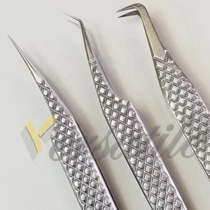 Pinzas de pestañas de plata con agarre de diamante, logotipo personalizado, pinzas de extensión de pestañas puntiagudas de acero inoxidable japonesas sostenibles, volumen - Product Image 6