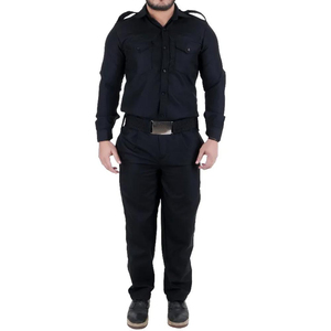 Chemise d'uniforme de sécurité unisexe noire en polyester avec poches, ceinture, tissu respirant, détection anti-aiguille, fusion sans couture pour adultes - Product Image 1