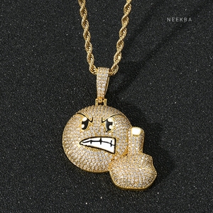 Pendentif Geste du Majeur Offensant pour Homme - Charme en Argent 925 et Moissanite, Pendentif Geste Offensant Glacé, Pendentif Audacieux Hip Hop - Product Image 1