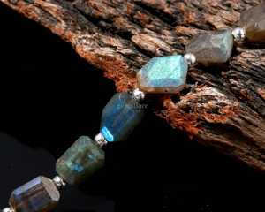Natural Labradorite Faceted Nugget Beaded <b>Necklace</b> November Birthstone Gemstone Jewelry Handmade Labradorite <b>Statement</b> <b>Necklace</b> - Product Image 6