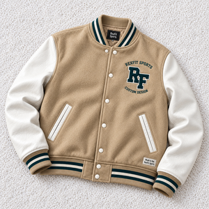 Veste universitaire personnalisée avec logo, unisexe, lettres sur le devant, manches aspect simili cuir, veste de baseball classique, streetwear, OEM ODM - Product Image 3