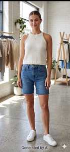 Débardeur en tricot blanc pour femme, style minimaliste, sans manches, en coton, couleur unie, Fasmic International - Product Image 4