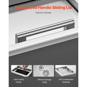 Contenitore Refrigerante Commerciale in Acciaio Inox 18 x 12 x 15 Pollici, Capacità 28,6 Quarti, con Coperchio Scorrevole per Esterni - Product Image 6