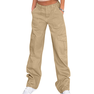 Pantalon de survêtement décontracté en coton pour femme grande taille avec taille élastique, pantalon cargo à jambes larges en spandex - Séchage rapide et respirant pour l'été - Product Image 4