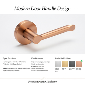 ชุดมือจับประตูทองเหลืองคุณภาพสูงพร้อมชุดล็อคแบบฝัง |   มือจับประตูหรูหราสำหรับประตูภายใน สีโบราณ สีดำ สีทอง และสีกราไฟต์ - Product Image 5