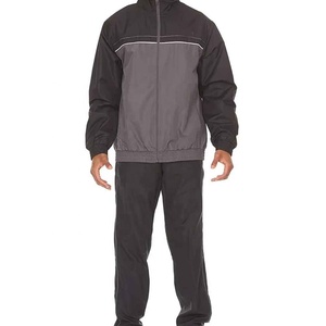 Conjunto Deportivo para Hombre en Negro y Gris, Chaqueta con Cierre y Pantalones de Color Sólido, Tejido de Poliéster, Ropa de Otoño - Product Image 4