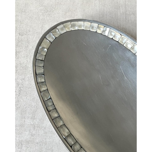 Tray Exquisite Stainless Steel Oval Shape Serving Tray With MOP Work Border For Kitchenware Hotel & Other Catering Service - Product Image 3