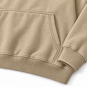 Sudadera con Capucha Unisex Extra Grande, Color Beige Sólido, Felpa de Algodón, Estilo Casual para Otoño, Diseño con Bolsillos, Corte Holgado - Product Image 3