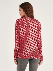 Haut de maternité et d'allaitement en modal pour femme, manches longues, facilitant l'allaitement, chemise de grossesse - Product Image 4