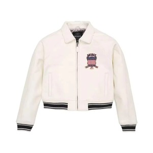 Women Crop Leather Avirex <b>Jackets</b> with Premium Leather Crop Sexy Fit Latest Winter Custom White Women Avirex Leather <b>Jackets</b> - Product Image 1