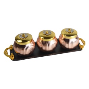 Boîte à thème royal brillante en métal et bois pour servir des aliments, des bonbons, des contenants de rangement - Product Image 6