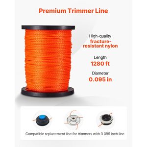 Fil de coupe en nylon orange de qualité supérieure 0,095 po x 1280 pi, robuste, universel, pour débroussailleuses et coupe-bordures électriques - Product Image 4