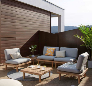 Juego de Sofás de Jardín de Diseño Tropical de Lujo, Estructura de Madera de Teca Sólida, Cojines Gruesos, para Villa, Resort, Hotel, Patio, Terraza - Product Image 1