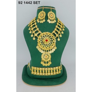 Geometric Pattern Trendy Alloy Choker Set Women's Engagement Anniversary <b>Gift</b> Dubai Gold Plated Jewelry Set Dubai Special Set - Product Image 2