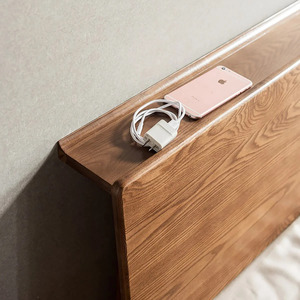 Lit plateforme minimaliste en teck massif, taille Queen, design en bois durable, finition couleur naturelle pour usage intérieur (chambre). - Product Image 4