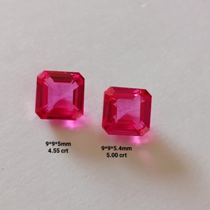 Saphir rose taille carrée, pierre précieuse de laboratoire, pierre lâche pour la création de bijoux personnalisés, pierre de cristal facettée de qualité supérieure - Product Image 1