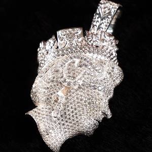 Pendentif personnalisé Hiphop pour homme en moissanite, argent 925, breloque 3D double face, plaqué rhodium, style Iced Out - Product Image 1