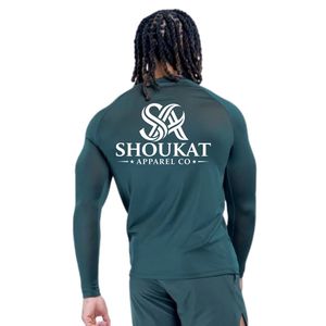 Custom <b>Mens</b> Teal Green <b>Long</b> Sleeve <b>T</b> <b>Shirt</b> Crew Neck Slim Fit Casual Sportswear <b>Shirt</b> OEM Apparel Manufacturer Custom Logo Print - Product Image 3