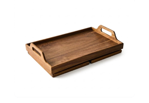 Handmade Wooden <b>Foldable</b> <b>Bed</b> Tray Table with Handles Breakfast Serving Tray for <b>Sofa</b>, Couch & Home Living Use Made in Vietnam - Product Image 2