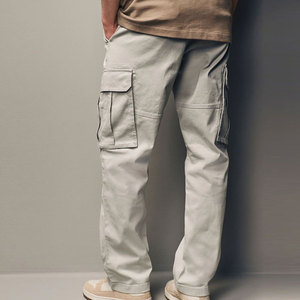 Low Price New High Quality <b>Plain</b> Men Straight Cargo Pant Custom Waist Breathable Lightweight Cotton Fabric for Casual Street - Product Image 3