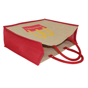 Sacs promotionnels personnalisés en jute laminé PP avec poignée en corde rembourrée, idéaux pour les cadeaux et les promotions, avec impression de logo OEM - Product Image 3