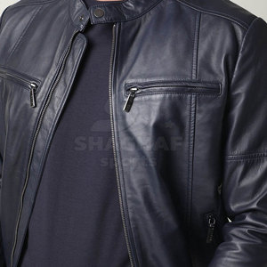 Premium Quality Men Leather <b>Jacket</b> With <b>Quilted</b> Shoulders And Zipper Cuffs For Biker And Fashion Look Winter <b>Jacket</b> - Product Image 5