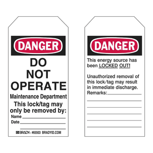 Étiquettes de verrouillage Brady Danger « Ne pas utiliser » pour la sécurité des équipements de maintenance - Product Image 3