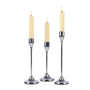 Ensemble de 3 chandeliers modernes en aluminium doré, élégants supports à bougies en métal pour centres de table de mariage au meilleur prix - Product Image 2