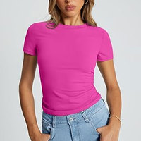 T-shirt court et robe sans manches en coton 100 % compressé, tricoté, avec motif imprimé, décontracté et écoresponsable pour femme
