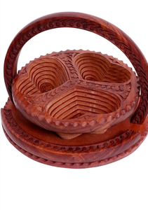 Cesta Plegable de Madera para Frutos Secos, Forma Redonda, Hecha a Mano, Cesta Decorativa para Servir y Almacenar Frutos Secos, Bocadillos y Cocina - Product Image 2