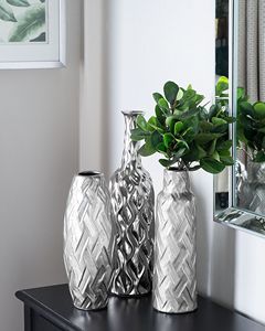 Jarrón Moderno de Metal para Mesa, 33 cm de Altura, Ø12 cm en el Centro, Ø7 cm en la Parte Superior, Ø8 cm en la Parte Inferior, Puede Contener Agua, para Decoración del Hogar - Product Image 1