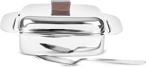 Beurrier en acier inoxydable rectangulaire avec couvercle rabattable et cuillère, pour une conservation optimale de la fraîcheur, vaisselle de cuisine au design minimaliste - Product Image 4