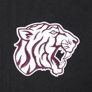 Veste universitaire noire de l'Université du Texas Southern avec manches en cuir, logo de tigre brodé, bordure contrastée, vêtements de sport d'hiver pour adultes - Product Image 3