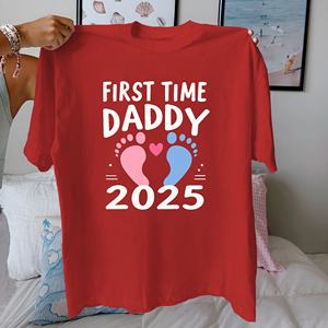 Footprints FIRST TIME DADDY T-shirt femme 2025 pur coton coupe confortable - Product Image 3