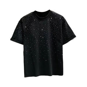 T-shirt noir surdimensionné pour homme, nouveau design, t-shirts à strass pour homme, streetwear, mode, imprimé, design personnalisé pour homme - Product Image 1