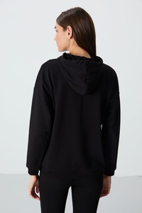 <b>Women</b>’s <b>Black</b> Oversized Pullover Hoodie Sweatshirt Casual Drawstring Hooded <b>Fleece</b> Top with Kangaroo Pocket for Sportswear Cloth - Product Image 2