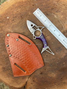 Cuchillo de caza multifunción popular de acero inoxidable de alta calidad con mango Raison y funda de cuero, ideal para bricolaje. - Product Image 3