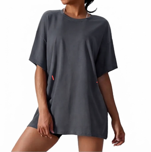 Camisetas de algodón para mujer al por mayor, personalizadas, lisas, de manga corta, informales, de color personalizado, ajustadas - Product Image 5