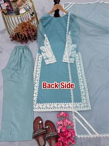 Traditional Ethnic Stitched Pure Soft Nylon Organza <b>Silk</b> Embroidery RN Loose Fit Party <b>Kurta</b>/Kurti Women Winter Summer - Product Image 5