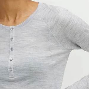 <b>Women's</b> Solid Color O-Neck Long Sleeve <b>Henley</b> T-<b>Shirt</b> Buttons Regular Fit Casual Nonwoven Top 100% Cotton Plain Dyed Logo - Product Image 5